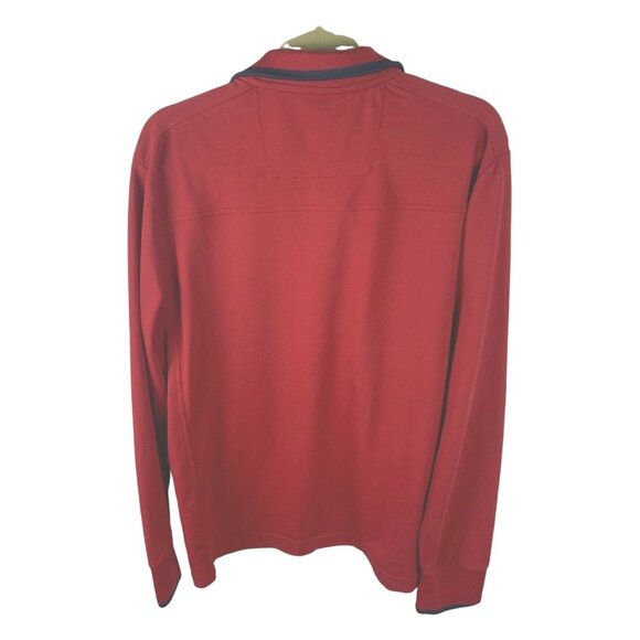 Izod Performance Mens Shirt Medium Red 1/4 Zip Long Sleeve Golf Casual Logo Polo - Picture 5 of 5